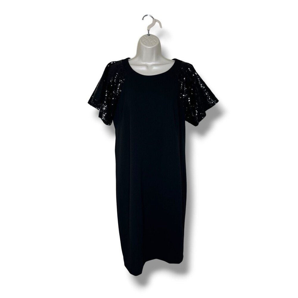 Harper 241 Black Shift Dress Size 10 Sequin Short Flutter Sleeve Cocktail Party